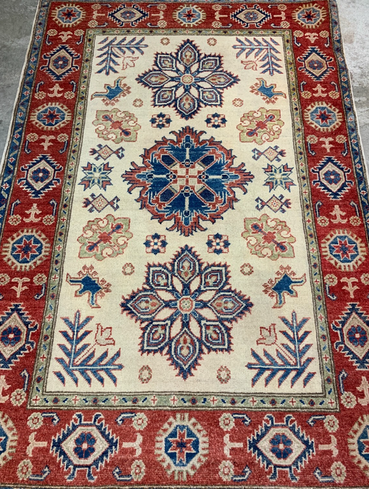 4'0'' x 6'0'' Hand-Knotted 100% Wool Pile Carpet - Oriental Area Rug