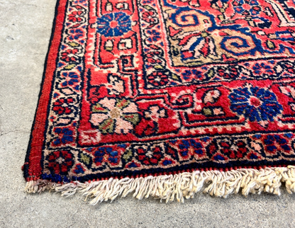 Rare Antique _ 3'5"x5'3" Hand-Knotted 100% Wool Pile Sarouke Josan Area Rug