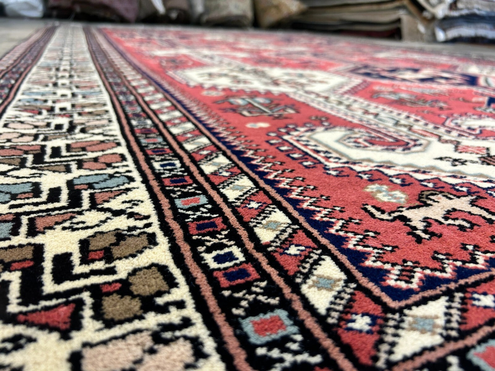 6'2"x9'0" Hand-Knotted 100% Wool Pile Indian Serapi Carpet - Area Rug