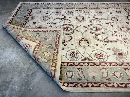 7'1"x9'1" Hand-Knotted 100% Wool Pile Indian Arut Carpet - Area Rug