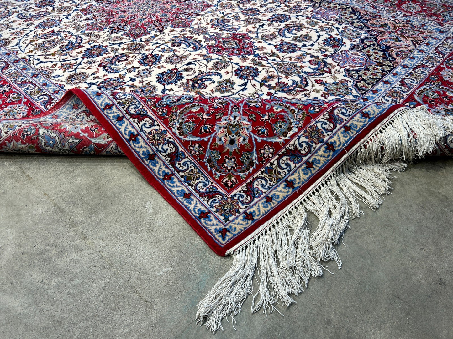 6'9"x10'1" Extra-Fine Hand-Knotted Wool & Silk Blend Isfahane Carpet - Area Rug
