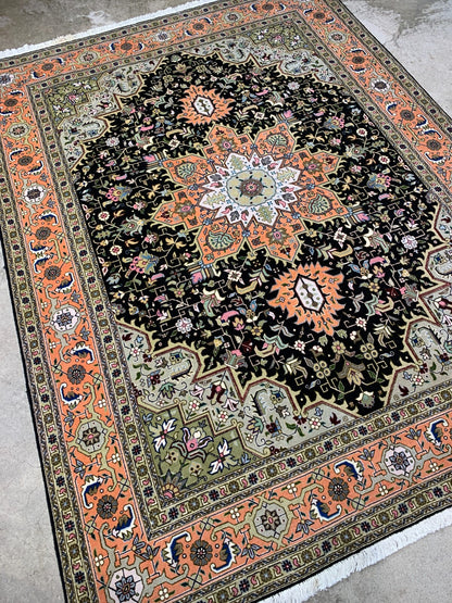 4'11"x6'6" Very Fine Hand-Knotted Wool & Silk Blend Tabrize Area Rug