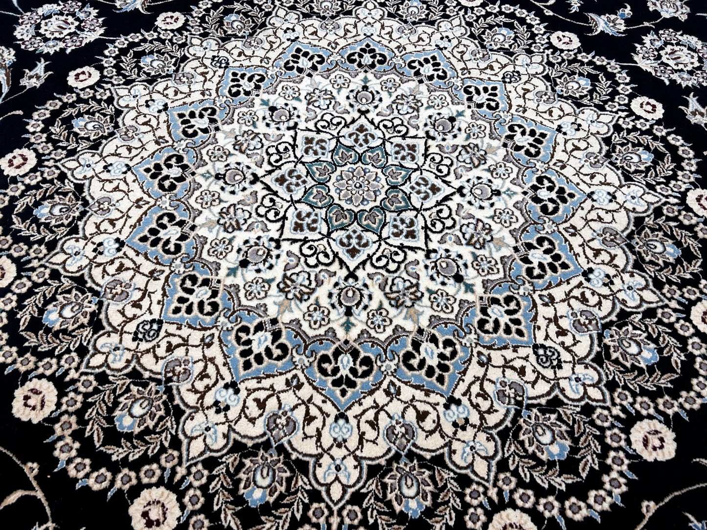  8'3"x11'10'' Very Fine Silk & Wool Habibian Naine Area Rug - Area Carpet