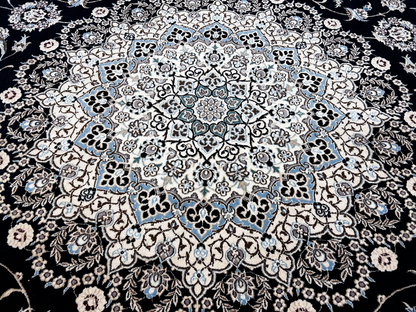  8'3"x11'10'' Very Fine Silk & Wool Habibian Naine Area Rug - Area Carpet