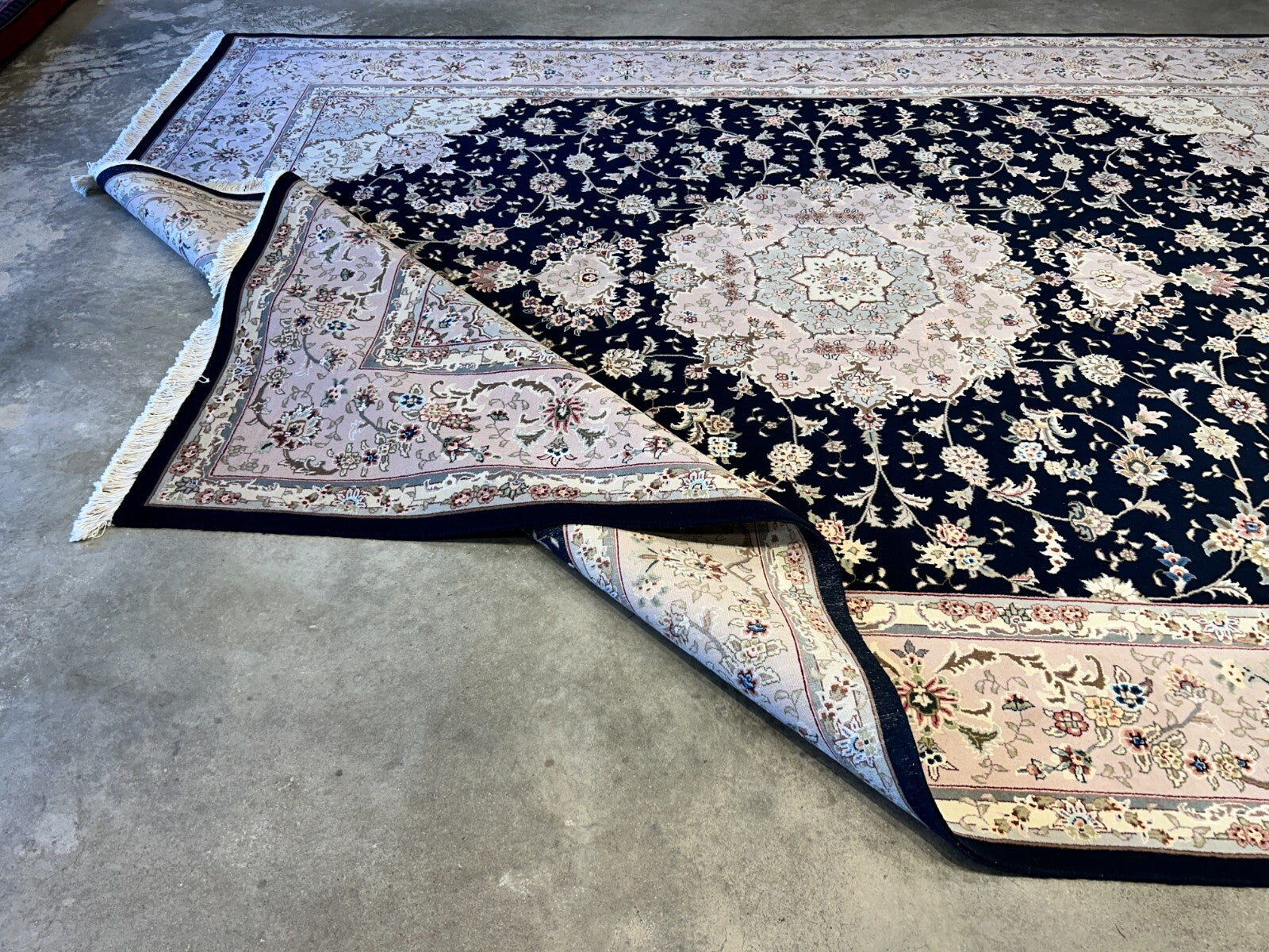 9'x12' Hand-Knotted Wool & Silk Blend Oriental Rug