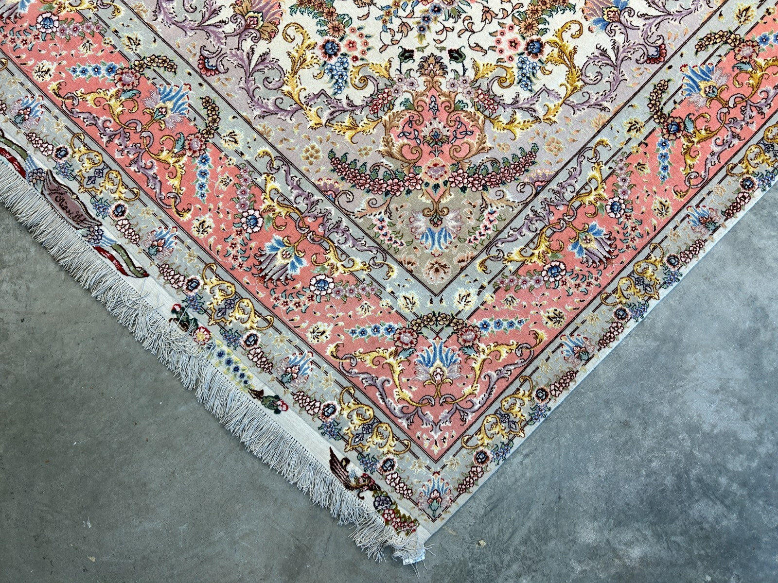 6'8"x10'3" Extra-Fine Signed Hand-Knotted Wool & Silk Tabrize Rug - Area Carpet