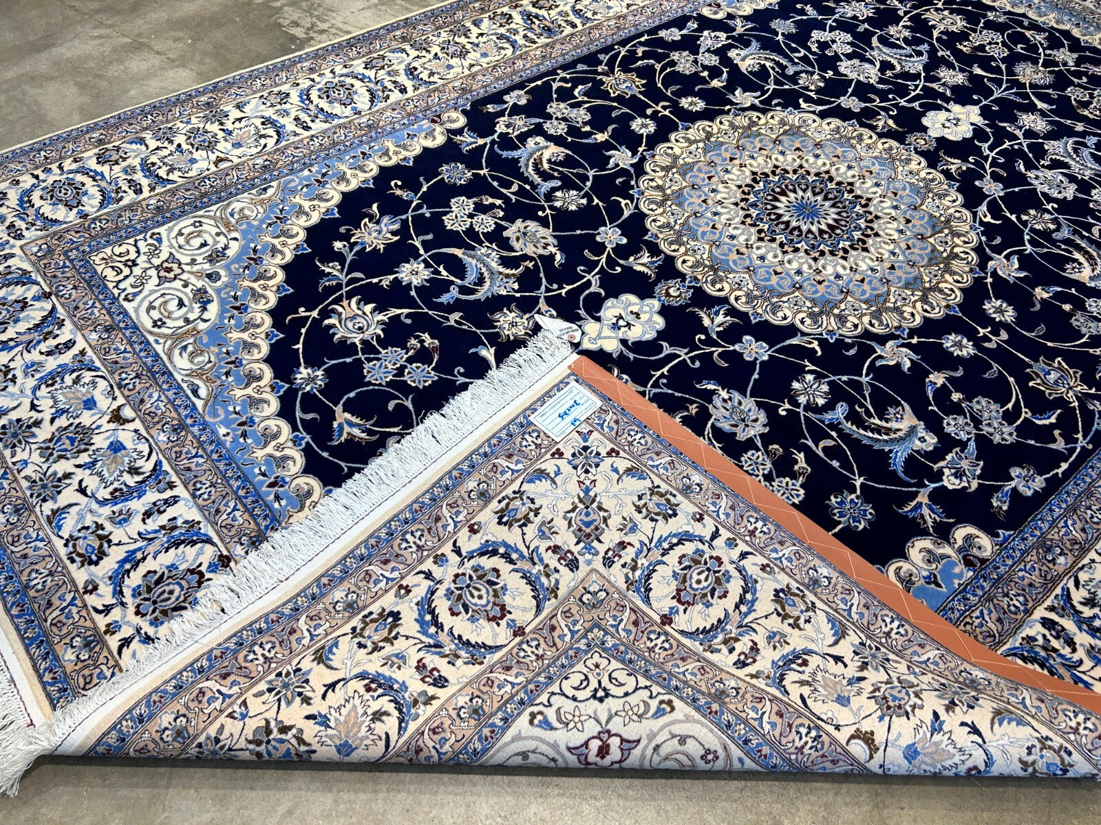 6'9"x9'10" Very Fine Hand-Knotted Wool & Silk Blend Naine Carpet - Area Rug