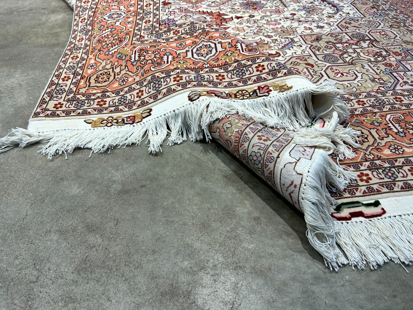 6'7"x9'10" Fine Hand-Knotted Wool & Silk Blend Tabrize Herize Carpet - Area Rug