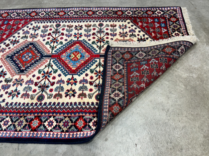 3'5"x5' Hand-Knotted 100% Wool Pile Yalamehe Rug