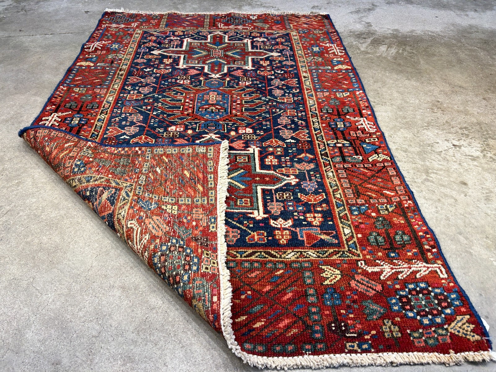 3'x4'6" Antique Hand-Knotted 100% Wool Pile Karaja Rug