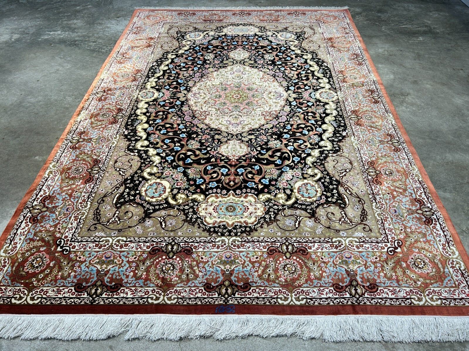 6'6"x9'6" Exquisite Extra-Fine Hand-Knotted 100% Silk Qume Carpet - Area Rug