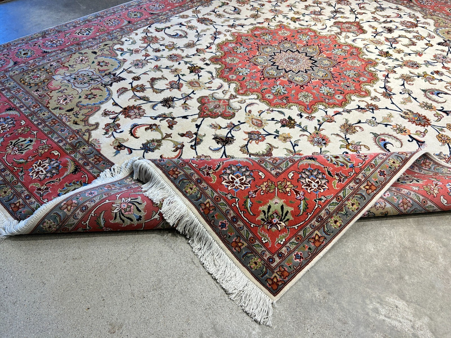 6'9"x8'1" Fine Hand-Knotted Wool & Silk Blend Tabrize Carpet - Area Rug