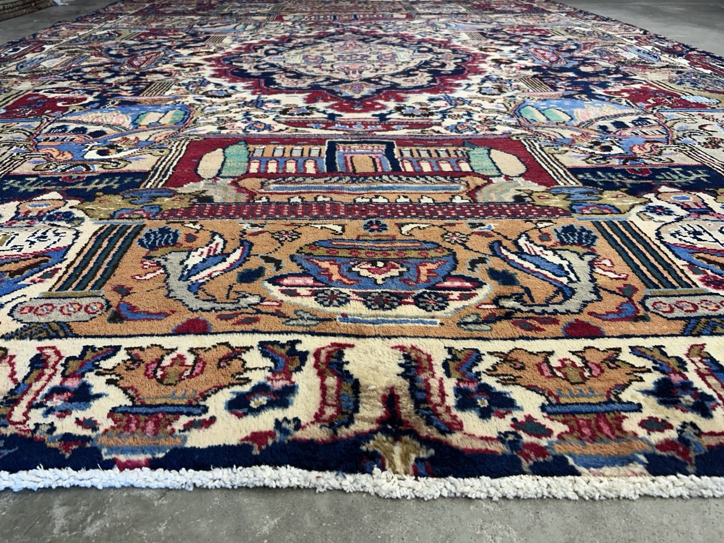 8’2”x11’2” Antique Hand-Knotted 100% Wool Pile Tabrize Area Rug - Carpet