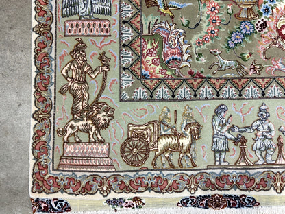 6'6"x10'2" Extra-Fine Hand-Knotted Wool & Silk Blend Tabrize Carpet - Area Rug