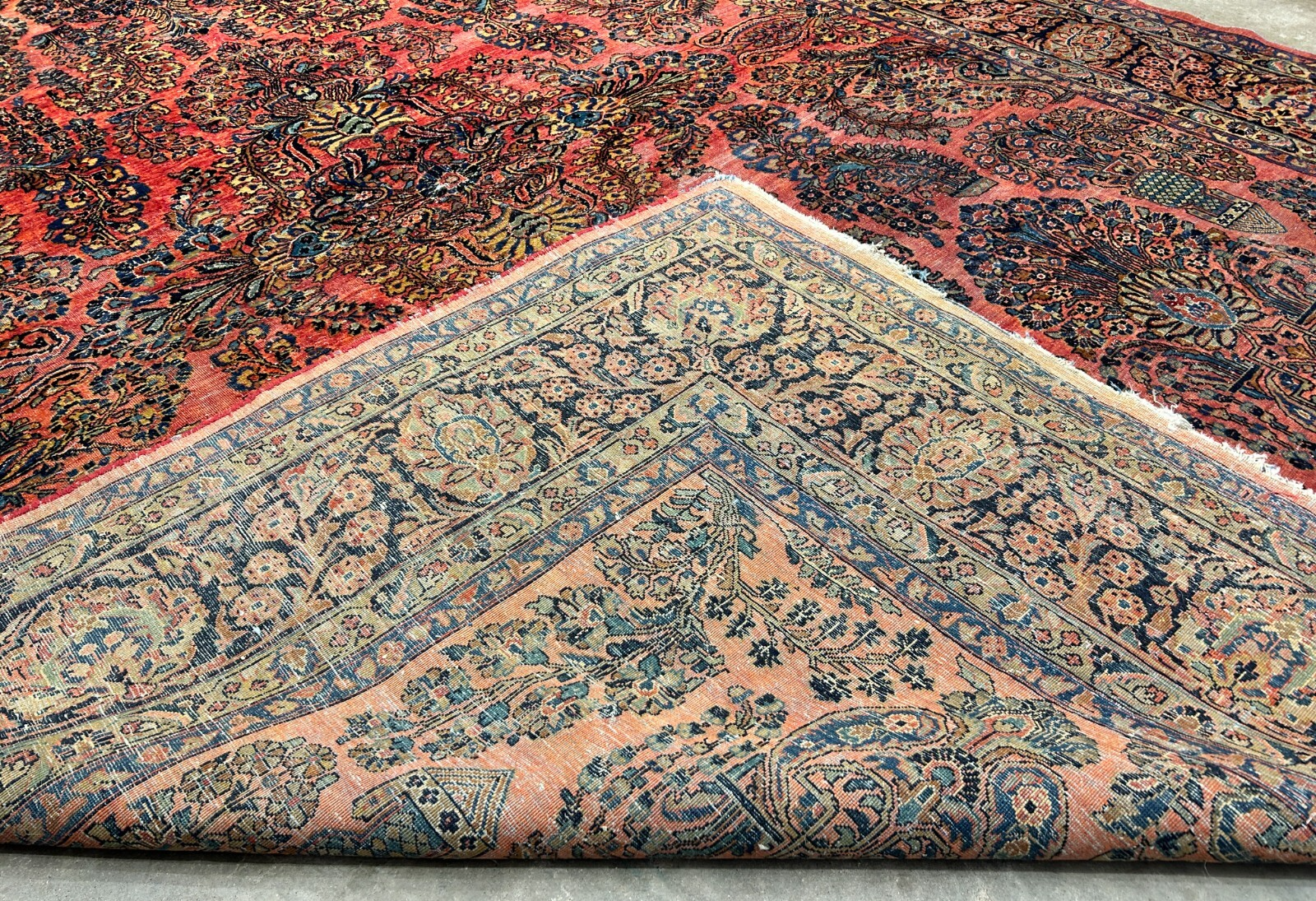 8'11"x11'8" Antique Fine Lamb Wool Sarouke Rug Hand-knotted Carpet