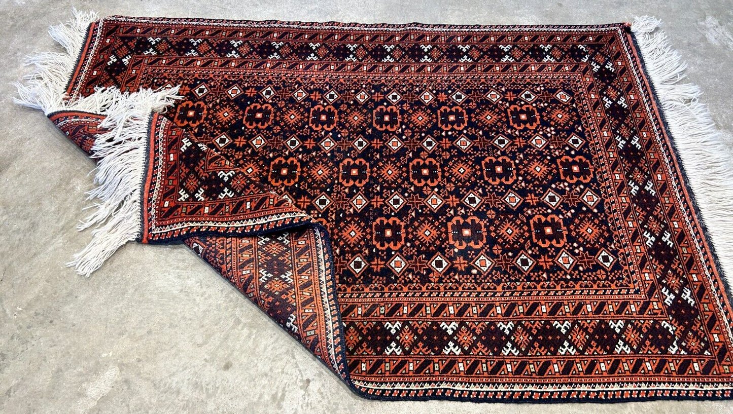 3'2"x4'6" Hand-Knotted 100% Wool Pile Afghan Area Rug