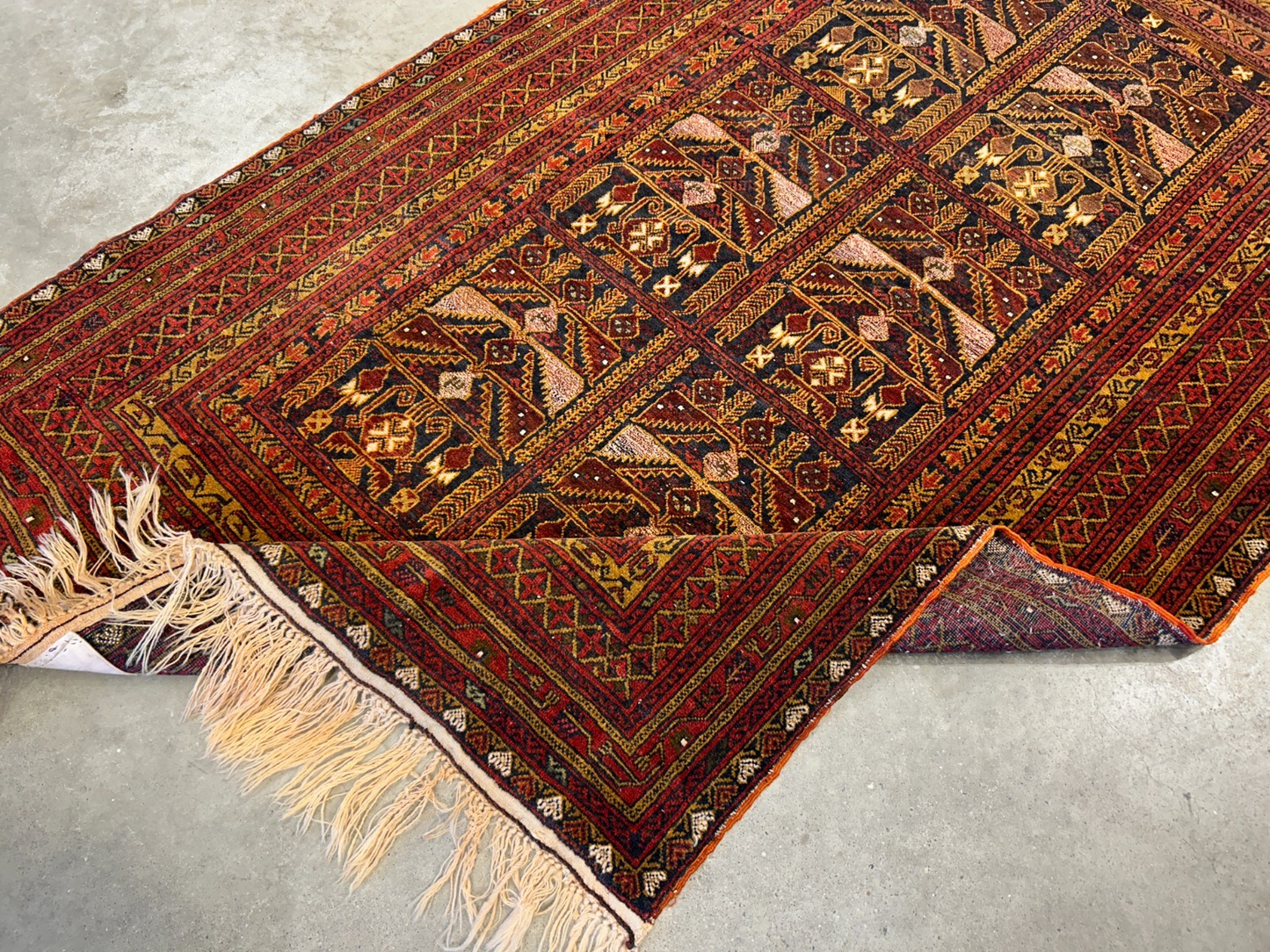 3'10"x6'3" Vintage Hand-Knotted 100% Wool Pile Oriental Area Rug - Carpet