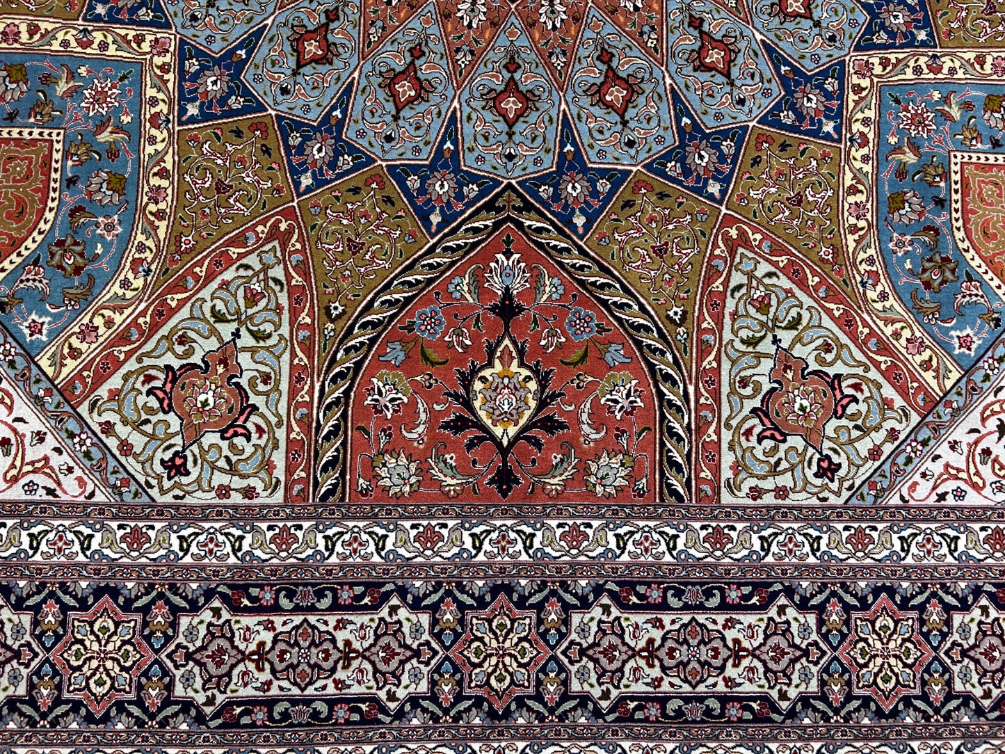 8'3"x10'5" Very Fine Hand-Knotted Wool & Silk Tabrize Rug