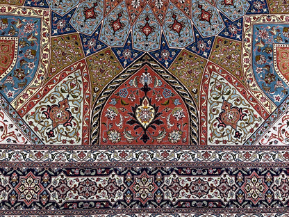 8'3"x10'5" Very Fine Hand-Knotted Wool & Silk Tabrize Rug