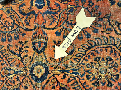 9'3"x12'7" Antique Fine Lamb Wool Sarouke Rug Hand-knotted Carpet