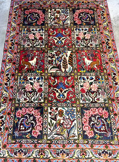 3'5"x5'2" Hand-Knotted 100% Lamb Wool Bakhtiarie Carpet - Area Rug