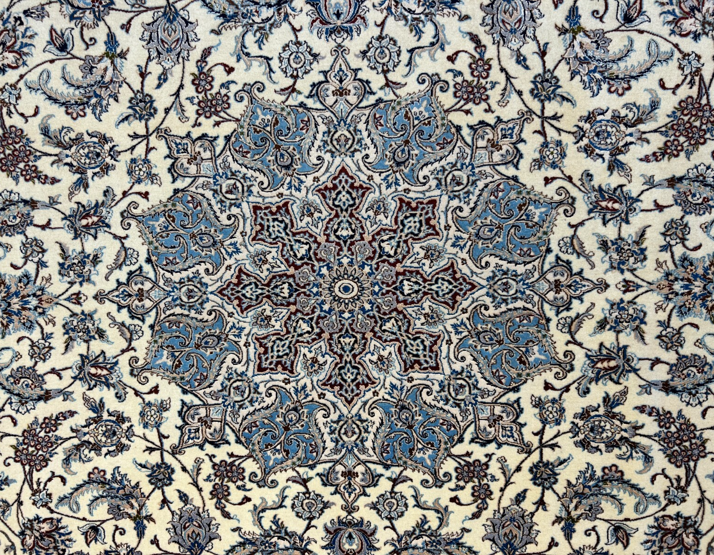 6'9"x10'7" Extremely Fine Hand-Knotted Wool & Silk Blend Naine Carpet - Area Rug