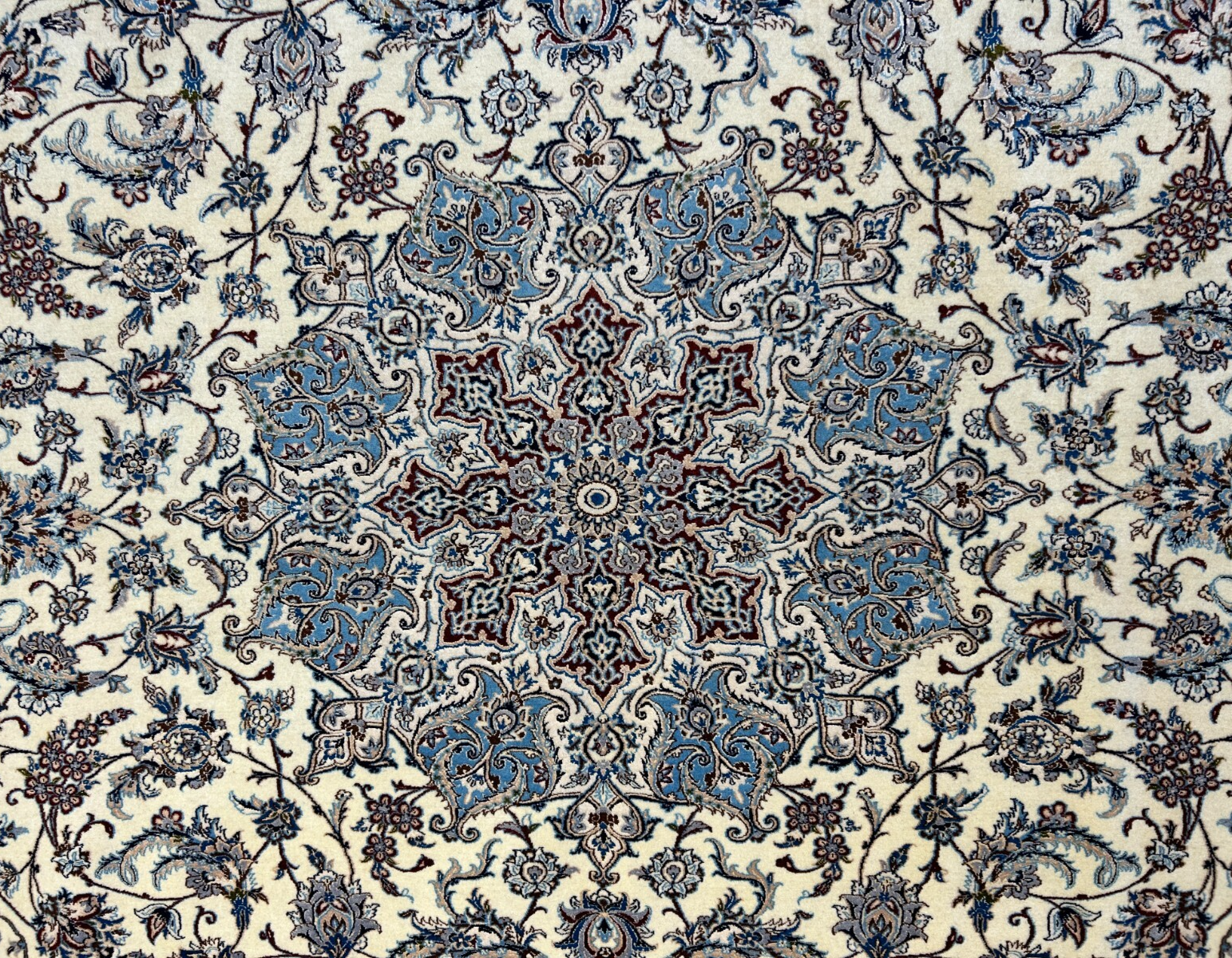 6'9"x10'7" Extremely Fine Hand-Knotted Wool & Silk Blend Naine Carpet - Area Rug