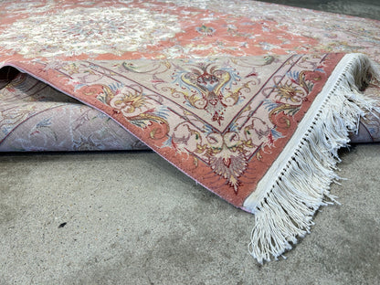 6'7"x9'9" Fine Hand-Knotted Wool & Silk Blend Tabrize Carpet - Area Rug