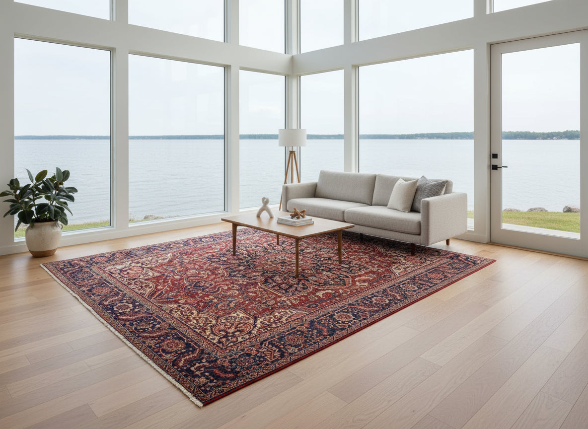 8'5"x11'9" Hand-Knotted 100% Wool Pile Herize Rug