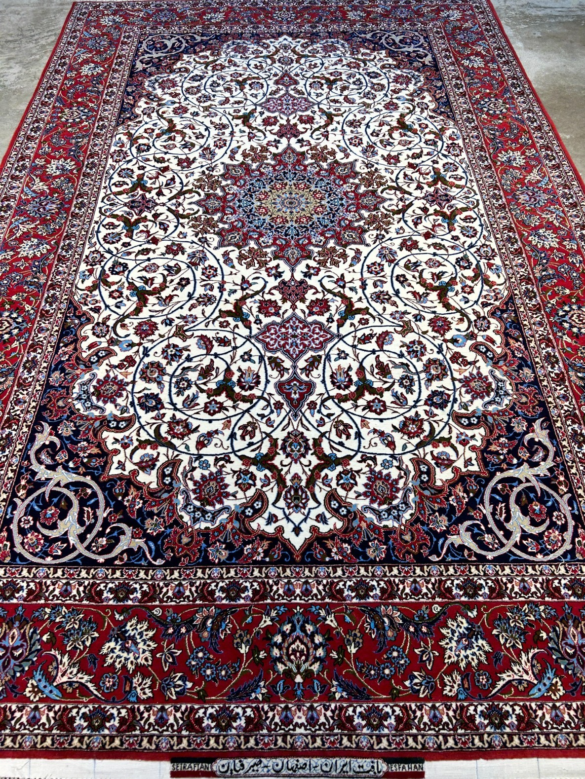 6'6"x10'2" Extra-Fine Hand-Knotted Wool & Silk  Isfahane Seirafian Rug - Signed