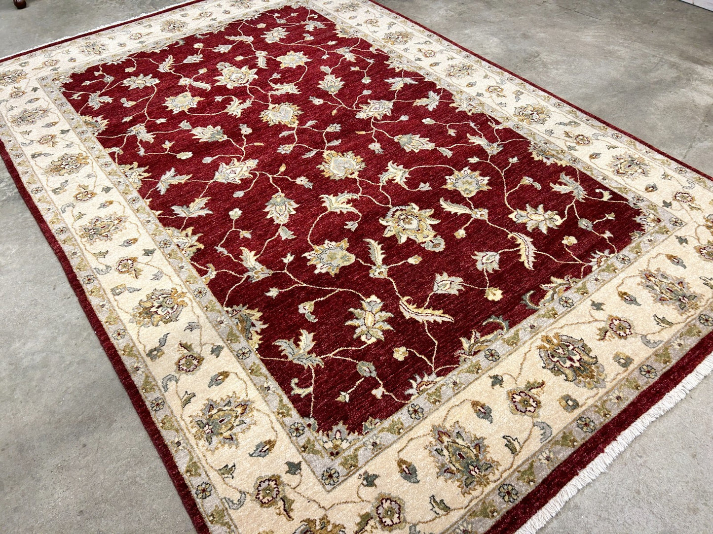 6'7"x9'9" Hand-Knotted 100% Wool Pile Indian Agra Carpet - Area Rug