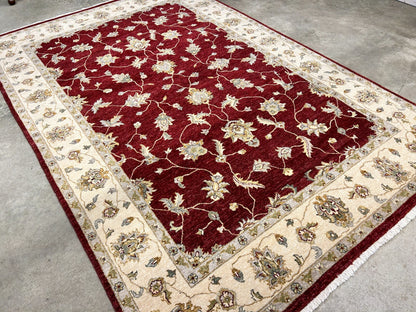 6'7"x9'9" Hand-Knotted 100% Wool Pile Indian Agra Carpet - Area Rug