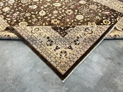 9'3"x12' Hand-Knotted 100% Wool Pile Agra Design Carpet - Area Rug