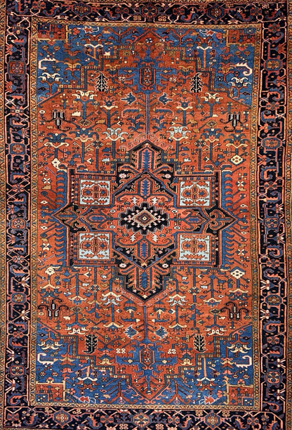 Collector Item- 7’9”x11’5” Antique Hand-Knotted 100% Wool Pile Serapie Area Rug
