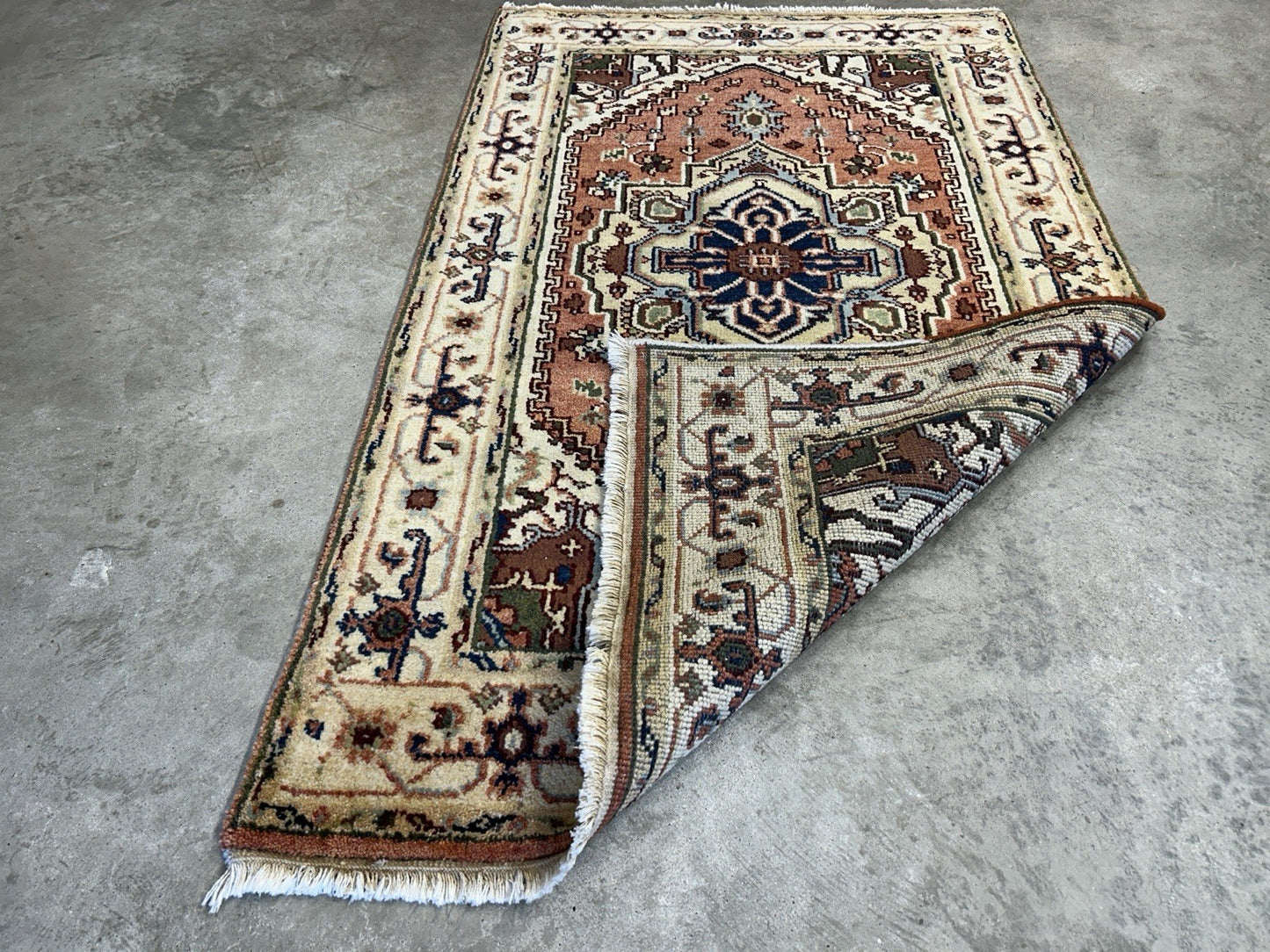 3’x5’ Hand-Knotted 100% Wool Indoserapi Area Rug - Carpet