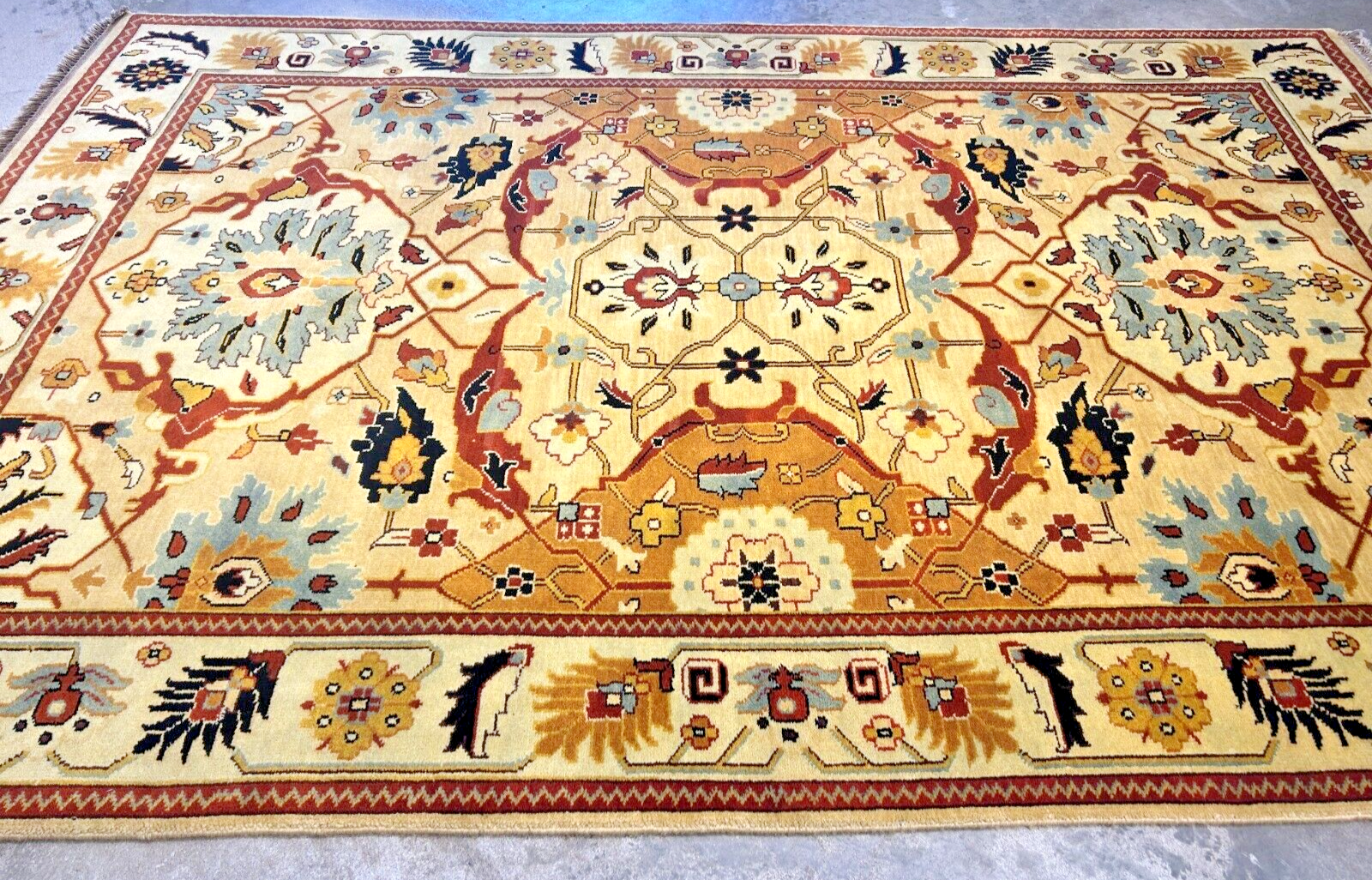 6'2"x9'0" Hand-Knotted 100% Wool Pile Indian Bakhsayeshe Carpet - Area Rug