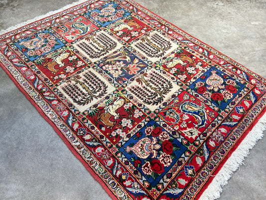 3'5"x5'2" Hand-Knotted 100% Lamb Wool Bakhtiarie Carpet - Area Rug
