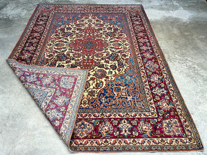 4'10"x6'7" Collector Antique Very Fine Hand-Knotted 100% Wool Isfahane Rug