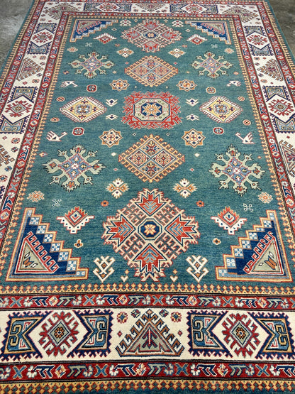 7'x10' Hand-Knotted 100% Wool Carpet - Fine Kazak Area Rug