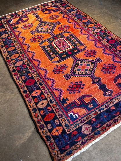 4'9" x 7'7'' Hand-Knotted 100% Wool Carpet - Hamadane Area Rug