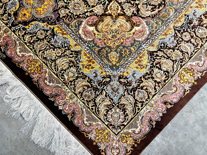 6'9"x10'2" Exquisite Hand-Knotted 100% Silk Qume Rug