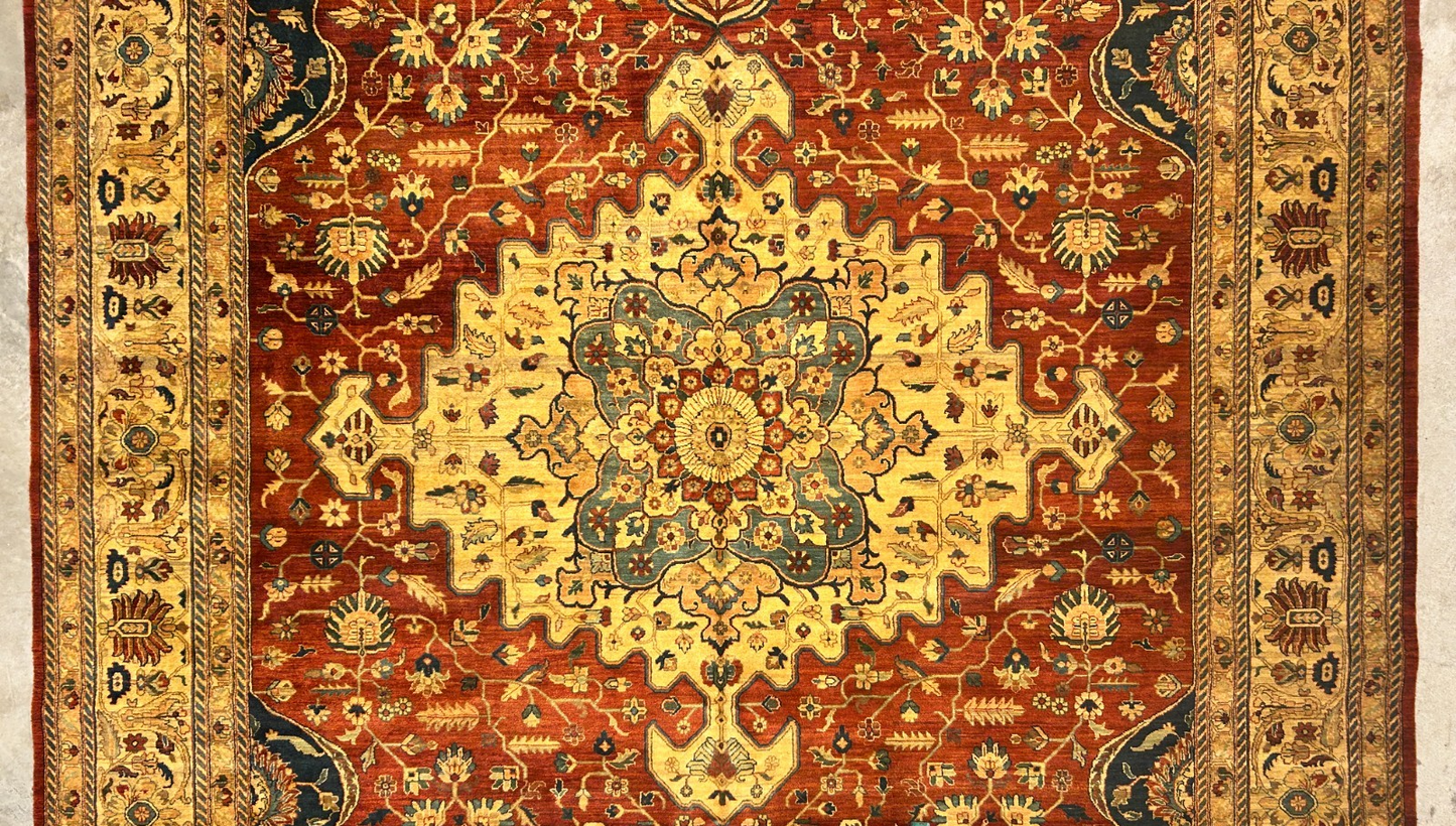 11'11"x15'5" Hand-Knotted 100% Wool Pile Herize Area Rug - Carpet