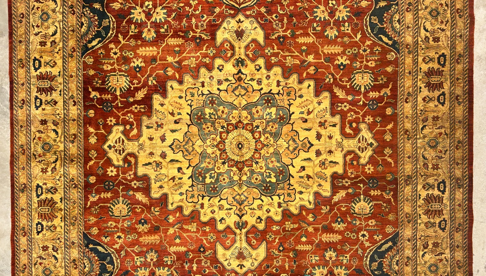 11'11"x15'5" Hand-Knotted 100% Wool Pile Herize Area Rug - Carpet