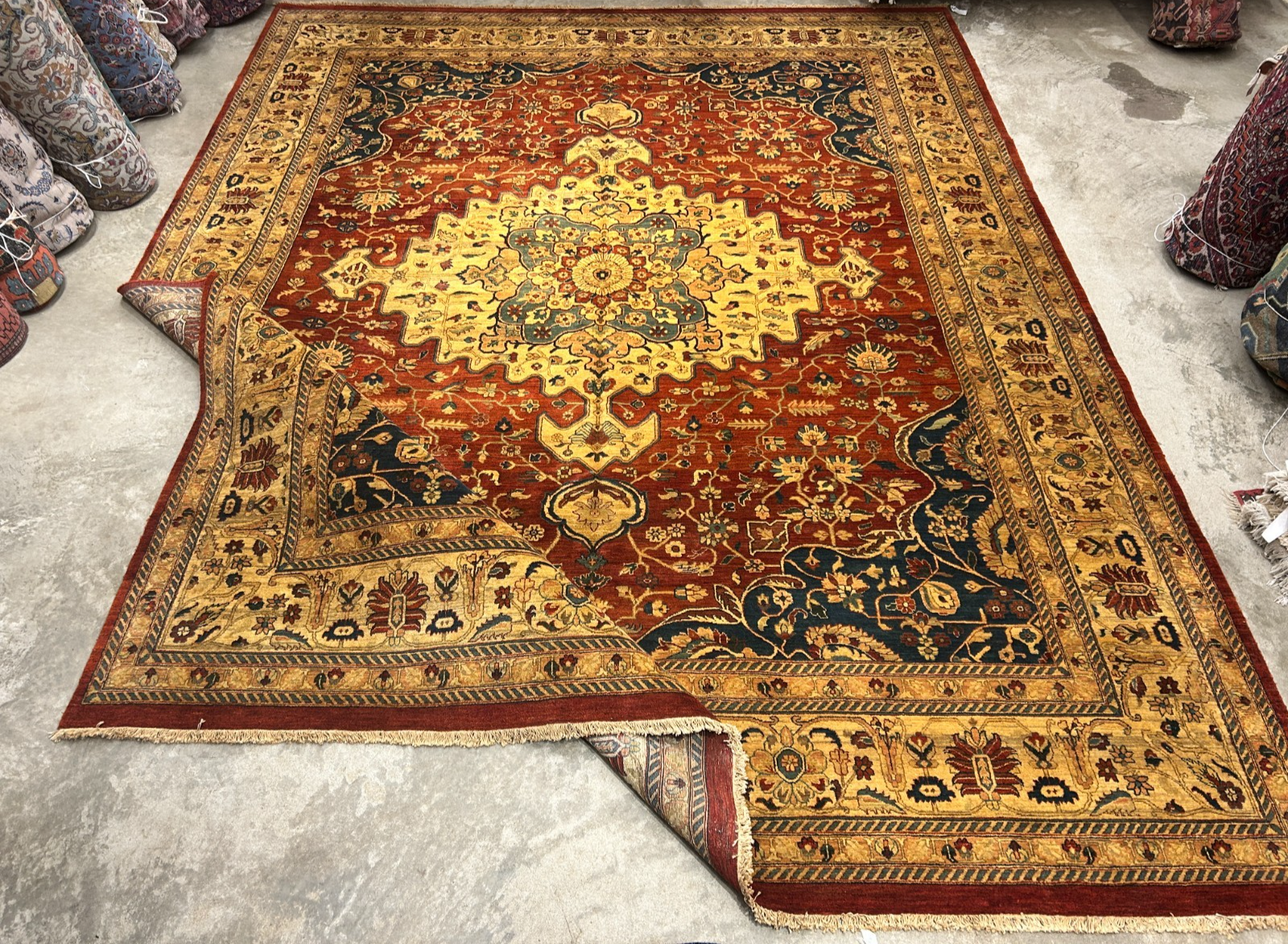 11'11"x15'5" Hand-Knotted 100% Wool Pile Herize Area Rug - Carpet