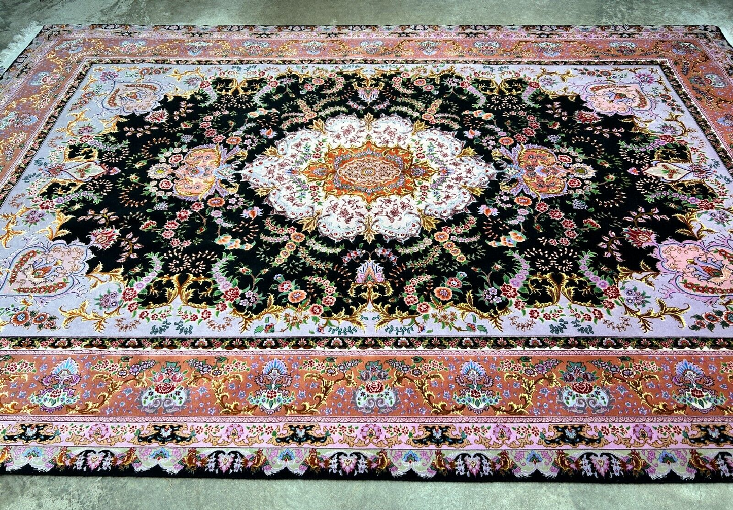6'8"x10' Extra-Fine Hand-Knotted Wool & Silk Blend Tabrize Carpet - Area Rug
