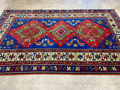 3'6"x5'9" Hand-Knotted 100% Wool Pile Yalamehe Rug