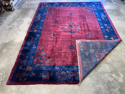 9'x12' Collector Antique Hand-Knotted 100% Wool Pile Art Deco Nichols Rug