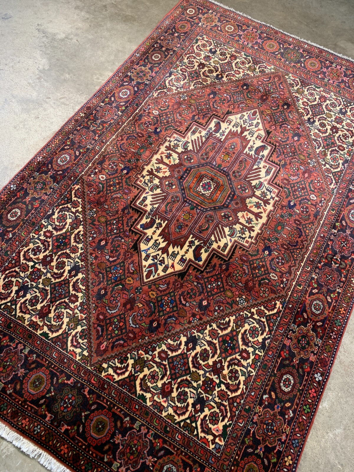 4'2"x6'6" Hand-Knotted 100% Wool Pile Bijare Gholtoghe Carpet - Area Rug