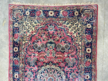 3'x5'1" Antique Hand-Knotted 100% Wool Pile Ravare Kermane Rug