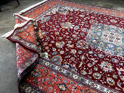 8'x11'7" Extra-Fine 70 Line Silk Foundation Hand-Knotted Wool & Silk Tabrize Rug